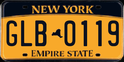 NY license plate GLB0119
