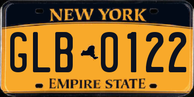 NY license plate GLB0122