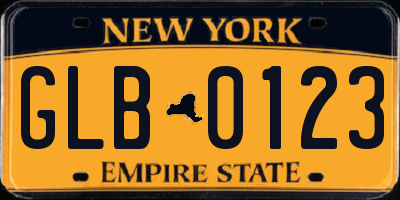 NY license plate GLB0123