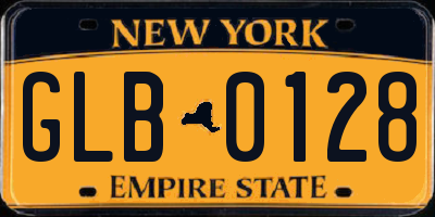 NY license plate GLB0128