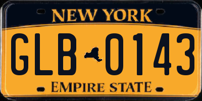 NY license plate GLB0143
