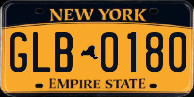 NY license plate GLB0180