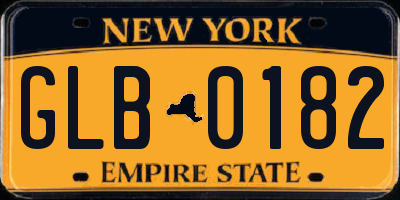NY license plate GLB0182