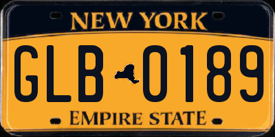 NY license plate GLB0189