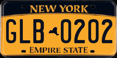NY license plate GLB0202