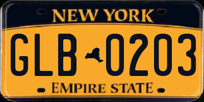 NY license plate GLB0203