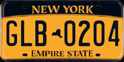 NY license plate GLB0204