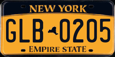 NY license plate GLB0205