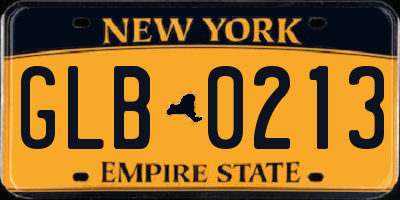 NY license plate GLB0213