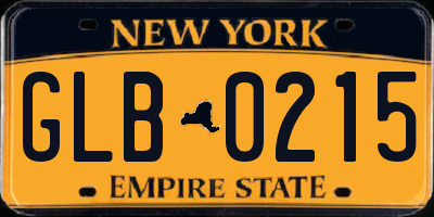 NY license plate GLB0215
