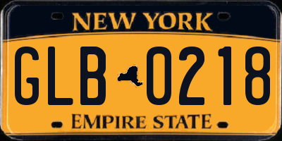 NY license plate GLB0218