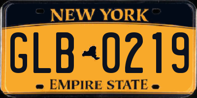 NY license plate GLB0219