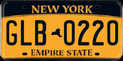 NY license plate GLB0220