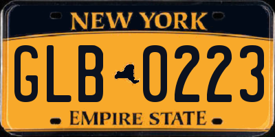 NY license plate GLB0223