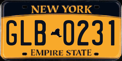 NY license plate GLB0231