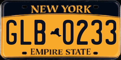 NY license plate GLB0233