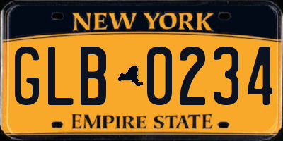 NY license plate GLB0234