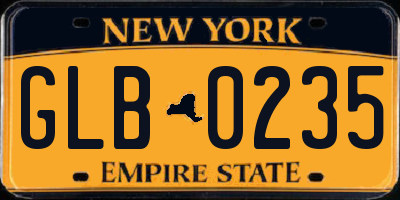 NY license plate GLB0235
