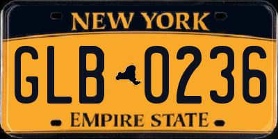 NY license plate GLB0236