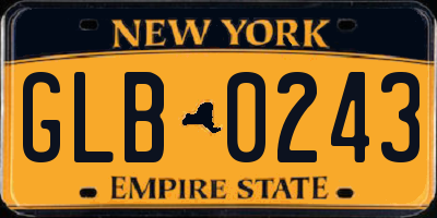 NY license plate GLB0243