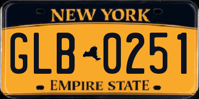 NY license plate GLB0251