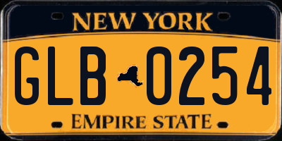 NY license plate GLB0254