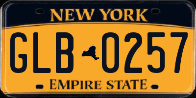 NY license plate GLB0257