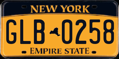 NY license plate GLB0258