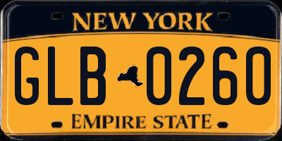 NY license plate GLB0260