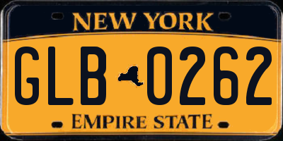 NY license plate GLB0262