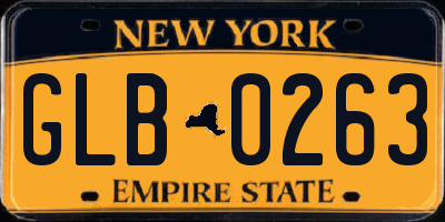 NY license plate GLB0263