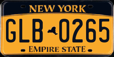 NY license plate GLB0265