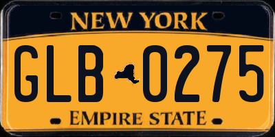 NY license plate GLB0275