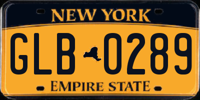 NY license plate GLB0289