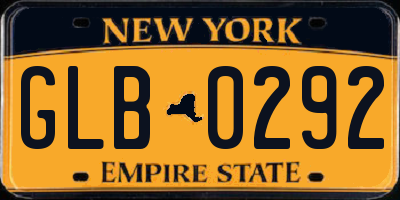 NY license plate GLB0292