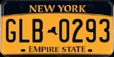 NY license plate GLB0293