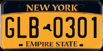 NY license plate GLB0301