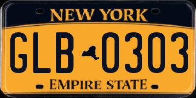 NY license plate GLB0303