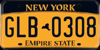 NY license plate GLB0308