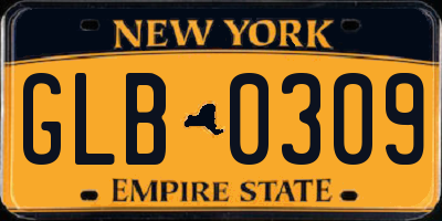 NY license plate GLB0309