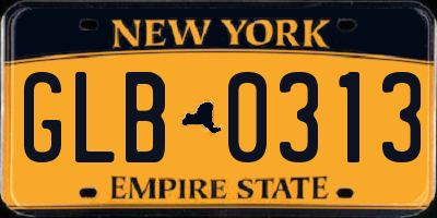 NY license plate GLB0313
