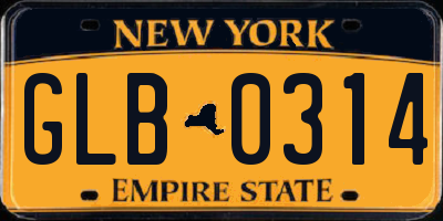 NY license plate GLB0314