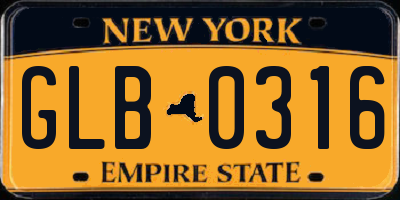 NY license plate GLB0316