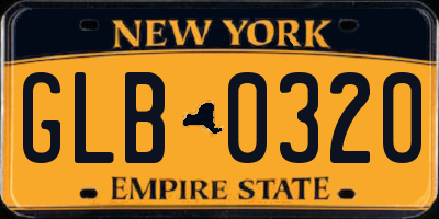 NY license plate GLB0320
