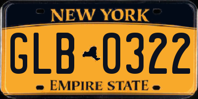 NY license plate GLB0322
