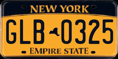 NY license plate GLB0325