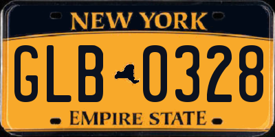 NY license plate GLB0328