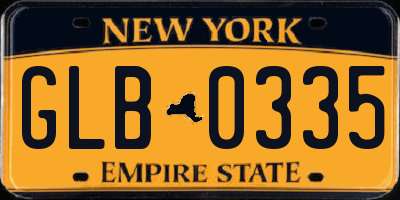 NY license plate GLB0335