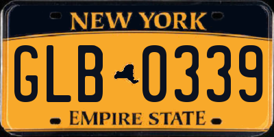 NY license plate GLB0339