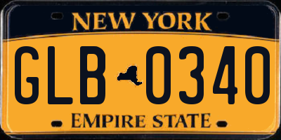 NY license plate GLB0340